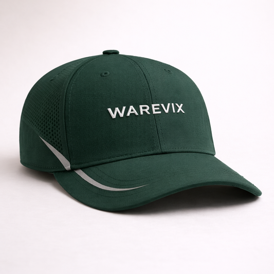 Green cap with 'WAREVIX' logo on a white background